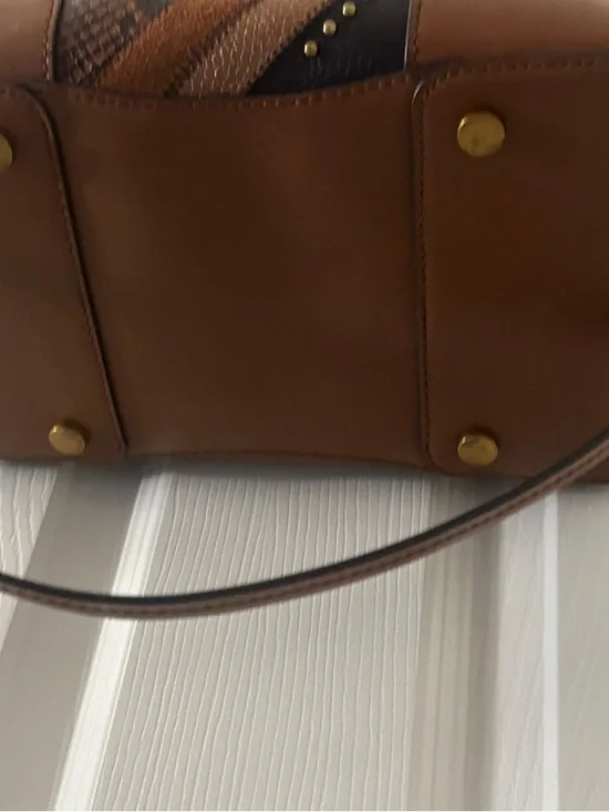 Michael Kors Brown and Black Leather Drawstring Bucket Shoulder Bag - Picture 3 of 5